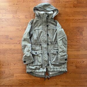 Abercrombie Women Parka Jacket Coat M Winter Hood Sherpa Duffle Military Green